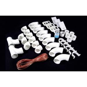 OVO Complete Set of Fittings for Central Vacuum Installation with 3 Low-Voltage inlets (Excluding Pipes), White, 1.5 Inch