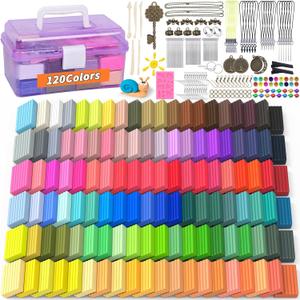 285 Pcs Polymer Clays 120 Colors Modeling Clay for Kids DIY Starter Kit Oven Baked Model Clay Non-Sticky Molding DIY Clay with Sculpting Tool and Accessories Craft Gifts for Children Beginner Artists