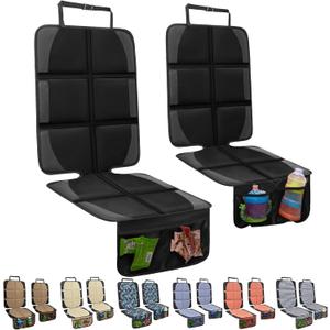 NEWFOM Car Seat Protector for Child Car Seat, 2 Pack Baby Car Seat Covers with Mesh Pockets & Non-Slip Backing 600D Durable Seat Protector Under Baby Car Seat for Car Back Seat (Black, Large)