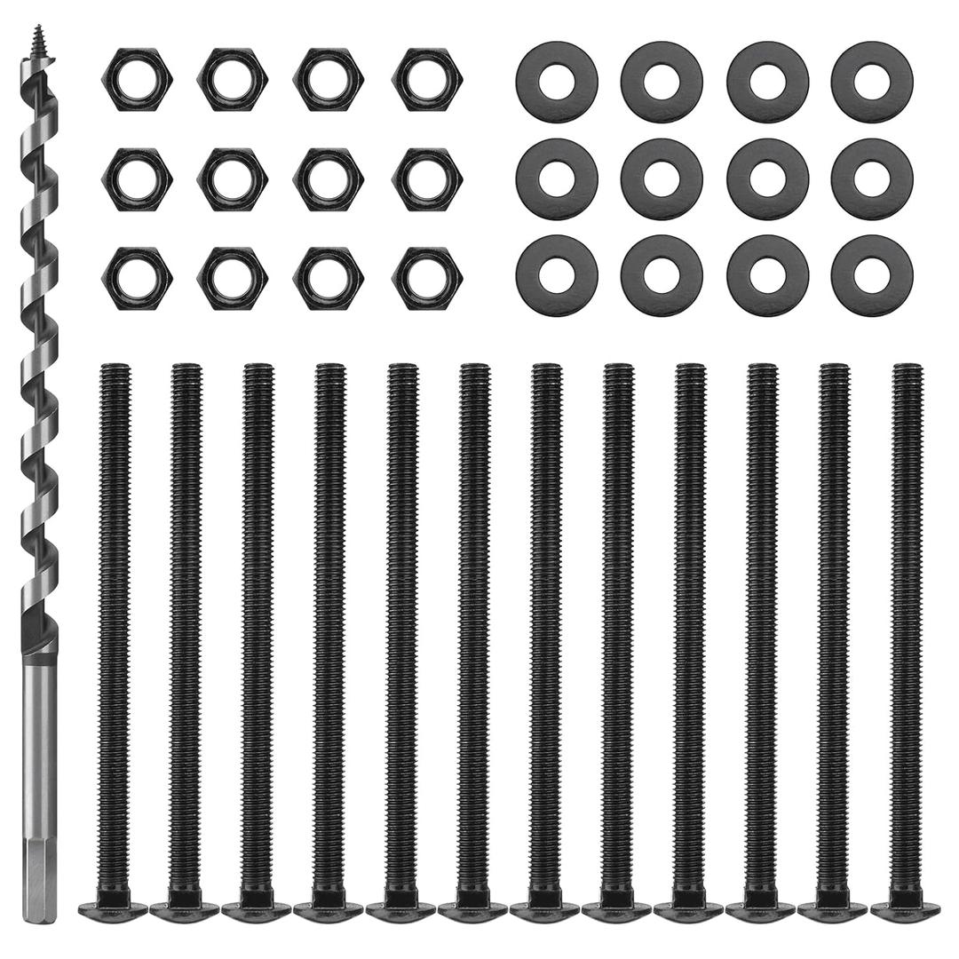 1/2 in. x 8 in. Carriage Bolt Kit Includes 12 Bolts, 12 Washers, and 12 Nuts+1/2-Inch x 12-Inch Auger Drill Bit, Hex Shank 3/8-Inch