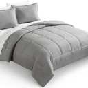 UGG Leonora Comforter Set with 2 Pillow Shams Lightweight Down Alternative Blanket Reversible Cozy Warm All Season Washable and Hypoallergenic Bedding Set, Full/Queen, Light Grey (Silver)