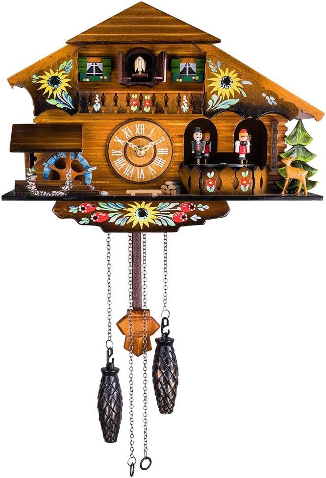 Kintrot Cuckoo Clock Pendulum Quartz Wall Clock Black Forest House Home Decor, 9.2 inches x 14.7 inches