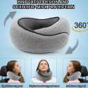 Neck Pillow Airplane 2025, Neck Pillow with 360 Ergonomic Support Design, 100% Pure Memory Foam Travel Pillow for Flight Headrest Sleep, Portable Plane Accessories, Light Grey