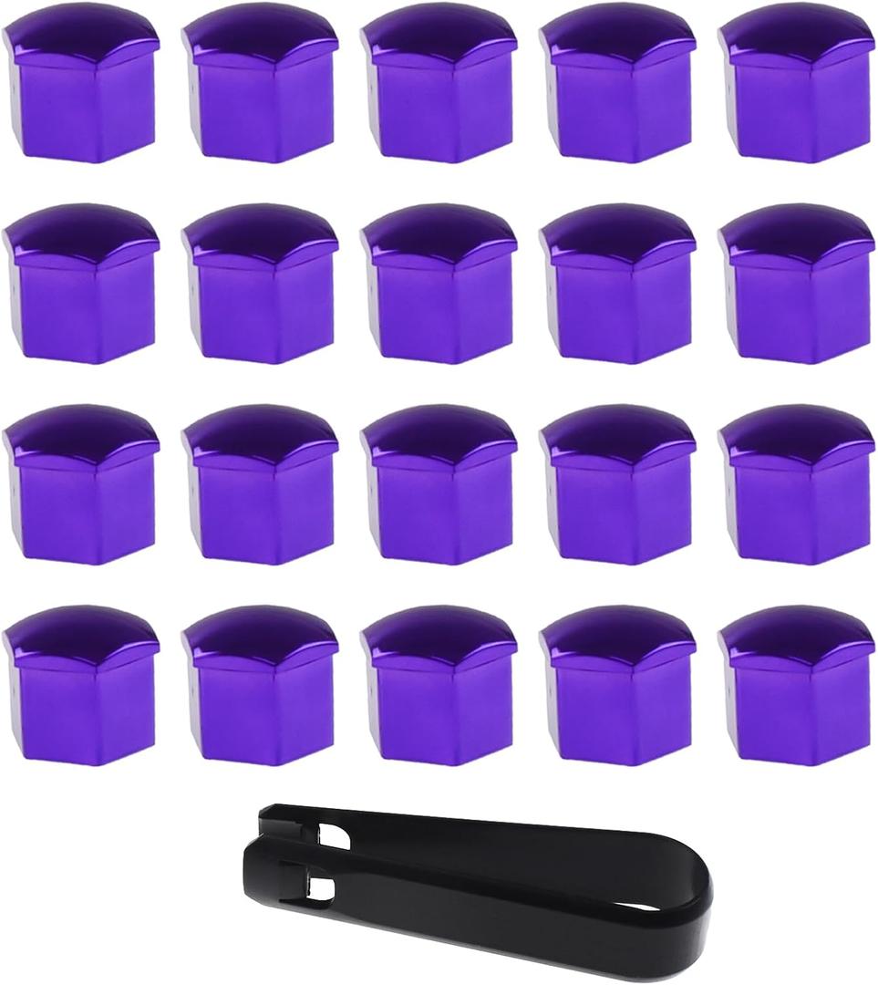 20 Pcs Wheel Lug Nut Covers Bolt Caps,19mm Universal Car Tire Nut Caps Bolt Cover,Hexagonal Plastic Tire Bolt with Removal Tool (Purple)