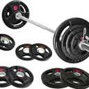 Olympic Cast Iron 2-Inch Weight Plates for Strength Training & Weightlifting, 255 Pounds, Multiple Packages