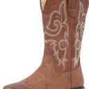IUV Cowboy Boots For Women Square Toe Wide Western Boots Mid Calf Cowgirl Boots Pull On Fashion Embroidered Cowboy Boots (8.5)
