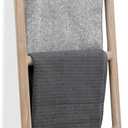 FUIN Fully Assembled 5ft Wood Blanket Ladder Living Room Decorative Wall Leaning Farmhouse Quilt Display Holder Rustic Wooden Towel Rack for Bathroom, Natural & Graywashed (57in)