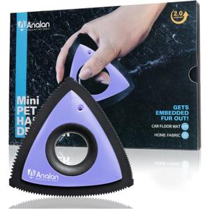 Analan Mini Pet Hair Remover for Car Detailing Supplies, Carpet Dog Hair Remover for Car Interior, Triangle Dog Hair Remover for Auto Detailing, Couch, Furniture, Lint, Carpet(Purple)