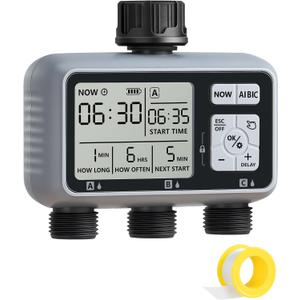 DEWENWILS 3 Zone Sprinkler Timer, Outdoor Water Timer, Programmable Hose Faucet Controller, Automatic Garden Watering System for Garden, Lawn, Yard