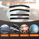 4pcs Smoke Tint Window Visors Compatible with 2016-2022 Honda Pilot, Set of 4 Front+Rear Sun Rain Guard Vent Outside Mount Tape On Style Acrylic
