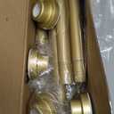 MEXAU 2 Pack Gold Spring Tension Curtain Rods, 30-64 Inch Adjustable No-Drill Shower Rod, Spring Loaded Curtain Rods 7/8" Diameter for Window, Bathroom, Closet, Room Divider (36-63IN-2P)