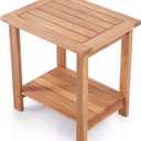 VICTORY RELAX Double Adirondack Side Table, Weather-Resistant Rectangular End Table for Patio, Garden, Lawn, and Living Room. Ideal as a Stylish Indoor and Outdoor Side Table Companion, Natural