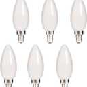 HOLA LED Candelabra Bulb, LED Chandelier Bulb, Dimmable LED Lamp Bulb E12 Base, Cool White 4000K LED Filament Bulb, Frosted Glass, 4.5W 400 Lumens 360 Beam Angle, UL Listed, 6 Pack