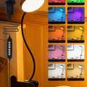 Desk Lamp,10 Colors RGB&Warm White Desk Light,10 Brightness Dimmable Clip On Lamp,500LM Bright Reading Light,USB Adapter Table Lamp for Office,Computer,Work,Study,Craft,Bedside Table,Bedroom