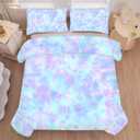 kxry Blue and Purple Galaxy Gradient Glitter Color Comforter Sets Queen Size Tie Dye Ombre Glitter Bedding Sets Rainbow Bedding Quilt for Kids Teen Girls 1 Comforter+ 2 Pillowcases