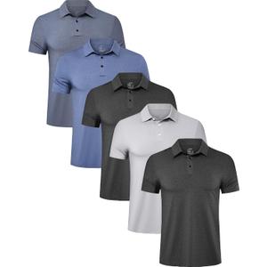 TELALEO 4/5 Pack Mens Polo Shirts Quick Dry Short Sleeve Golf T Shirt Performance Moisture Wicking Casual Workout (L)