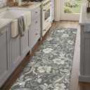 Color&Geometry Floral Kitchen Floor Mat 24x87 Anti Fatigue Easy Clean,Grey