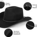 Vintage Western Cowboy Hat for Men Women - Wide Brim Cowgirl Fedora Hats with Braided Rope Band M