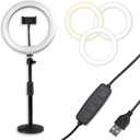 Gator Frameworks 10-Inch LED Desktop Ring Light Stand with Phone Holder and Compact Weighted Base