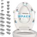 Hibbent 10 Pieces Toilet Seat Bumpers, Universal Buffer Toilet Lid Rubber Bumpers Each One with 2 Thickness TPE Pads(2 Heights) Strong Adhesive Bidet Bumpers Used for Home, Hotel, Hospital (Gray)