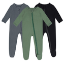 Baby Boy Footed Pajamas with Mittens,Rayon Made from Bamboo Sleepers, 2 Way Zipper Long Sleeve Pjs 2 set (Green and Grey only) Size: Newborn