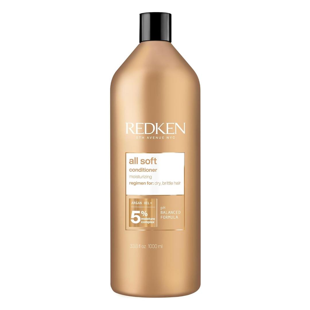 Redken All Soft Conditioner | Moisturizes and Deeply Hydrates| Softens, Smooths, and Adds Shine| Nourishing Conditioner for Dry Hair | Safe for Color-Treated Hair | With Argan Oil (33.8 Fl Oz (Pack of 1))