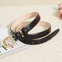 Women Belts for Jeans Dresses Pants Fashion Ladies Skinny Leather Waist Belt with Gold Buckle Gift Box (Black)