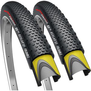 Fincci Pair 700x38c Bike Tire - Gravel Foldable Kevlar 40-622 Puncture Resistant Bike Tires 1 mm Nylon - Grooved 700c Bike Tire - 28 inch Tyre for Electric, Hybrid, Road, City, Touring Bikes