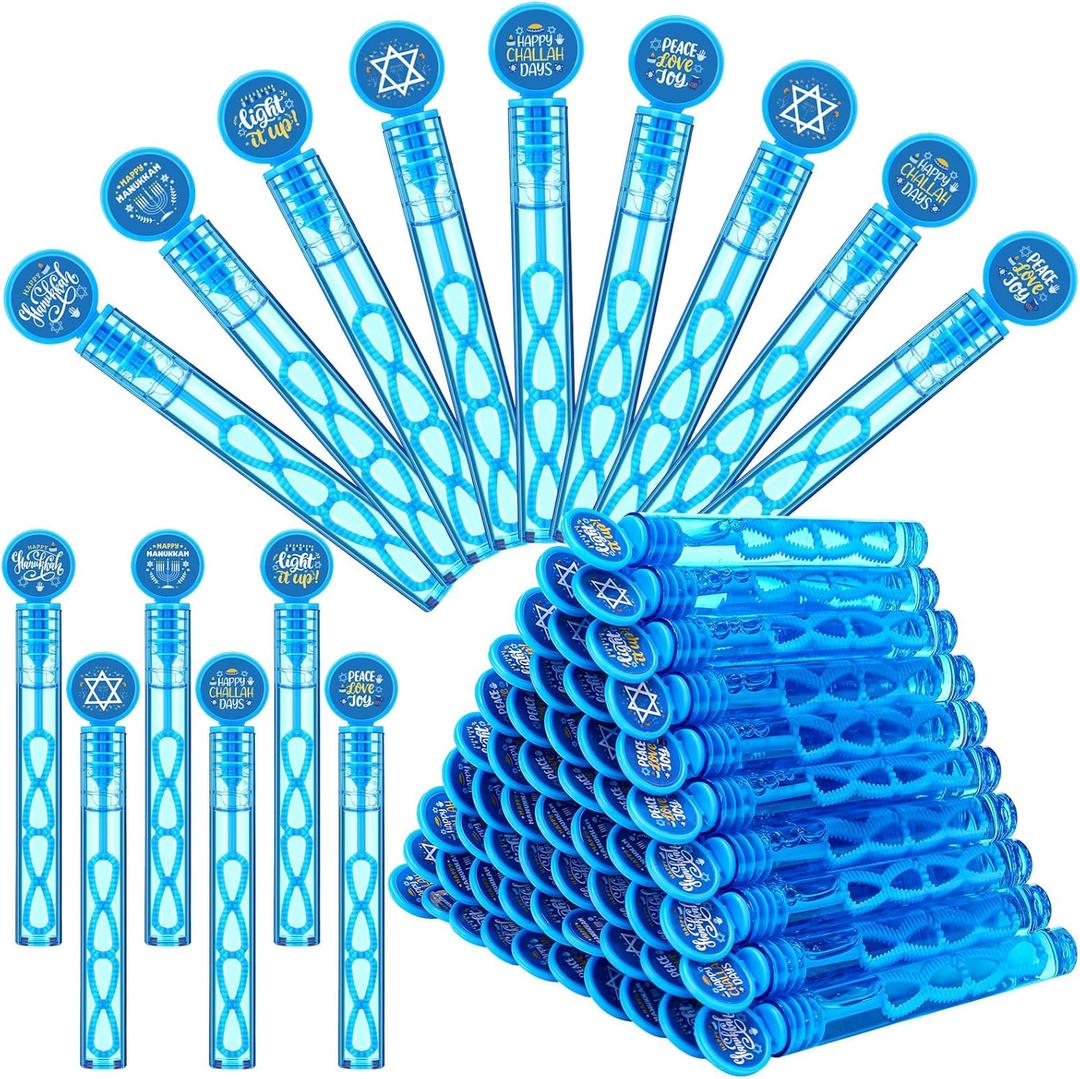 Shappy 60 Pcs Hanukkah Bubble Wands Bulk Mini Bubble Wands Party Favors Small Birthday Party Gift for Novelty Gifts (Blue)