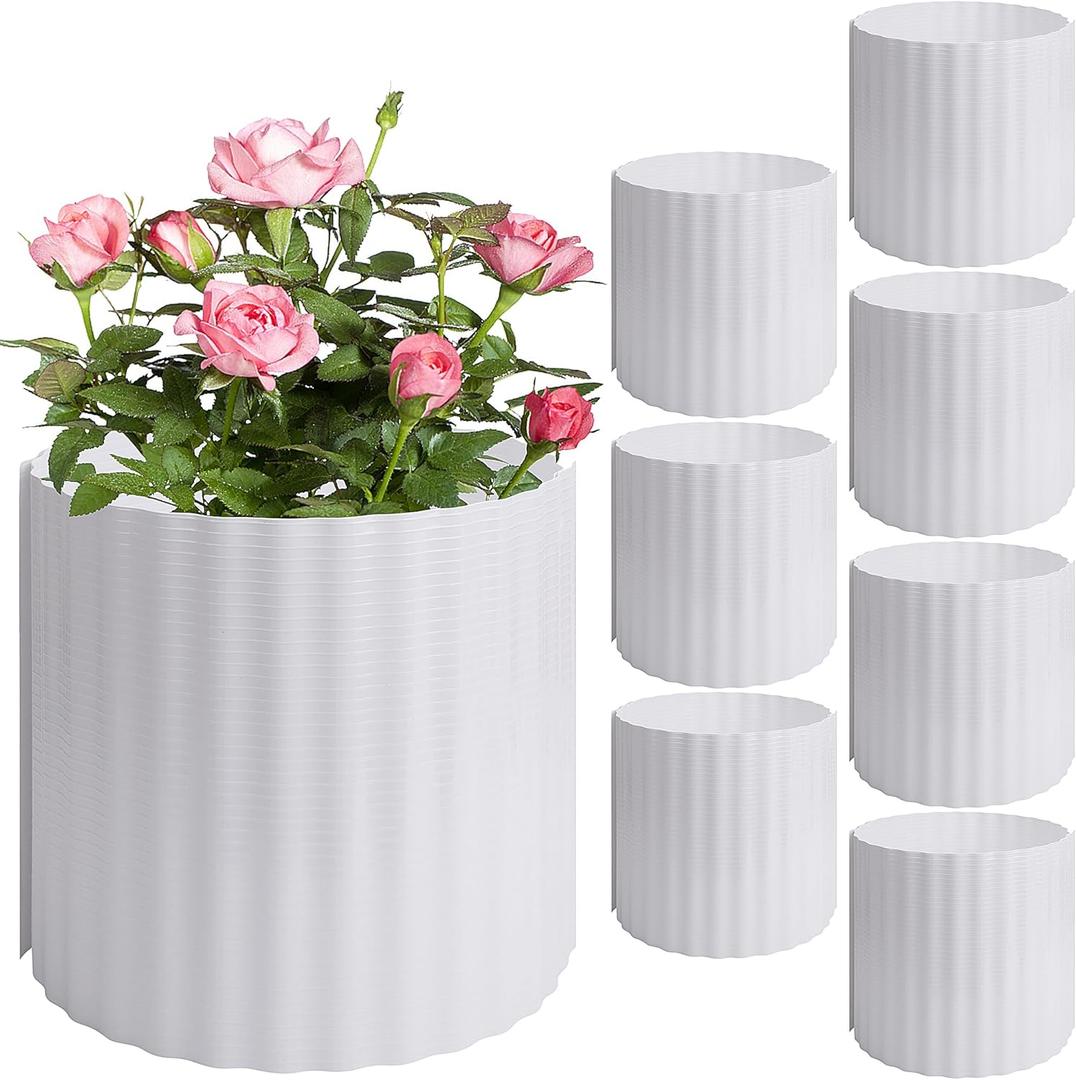 Watayo 8 Pcs Winter Rose Collars - Connectable Winter Rose Plant Protective Cover for Protecting Plants from Wind Blows Animals Eating