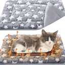 VitalCozy 2 Pack Self Warming Cat Mat Self Heating Pad Bed Reversible Machine Washable Reflects Body Heat Warm Thermal Pet Pad Crate Blanket for Feral and Indoor Cat(Star,22'' X 18'') (Grey)