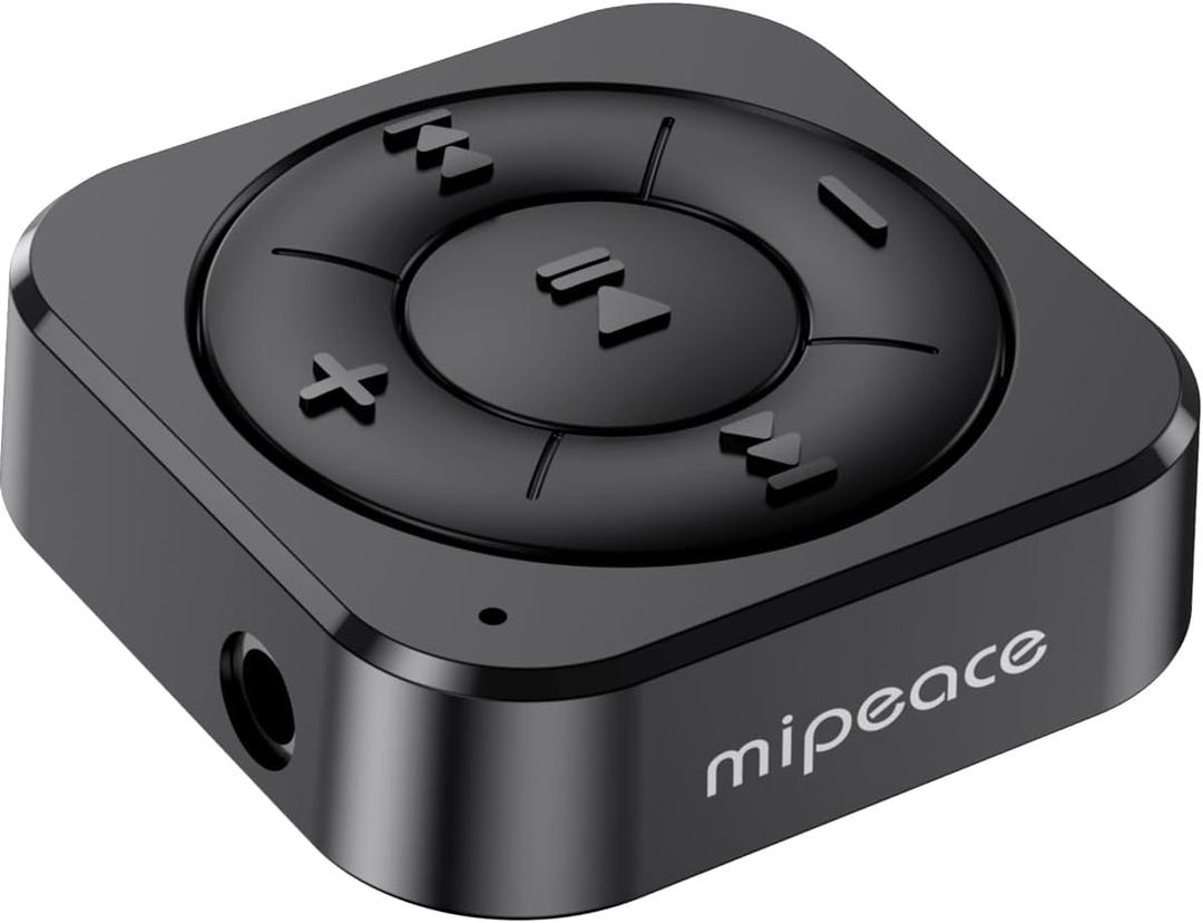 MIPEACE Bluetooth 5.3 Audio Receiver for Wired Headphones, Car & Speakers, Bluetooth Headphone Adapter with Built-in Mic, Clip-On & Pass-Through Charging-BK