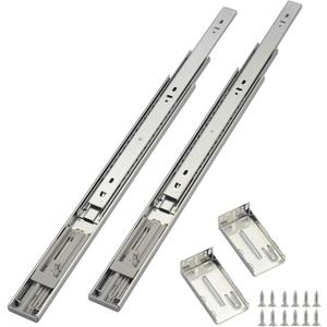 Soft Close Drawer Slides 22 Inch (1 Pair), Full Extension Ball Bearing Low Noise Drawer Slides for Cabinets with Face Frame, with Rear Mounting Brackets