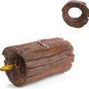 Betta Wood Tunnel Tube, Betta Fish Toys Hideout for Aquarium Fish Tank Decorations-Reptile Hide-Snake Hide-Cave for Turtle Habitat Shelter for Crayfish Shrimp and Other Aquatic Pets 4.3-5.5" (Single Hole)