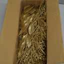 Winlyn 30 Pcs Christmas Artificial Leaf Sprays Cedar Picks Gold Glittered Christmas Tree Ornaments Floral Stems for Gold Christmas Tree Wreaths Swag Centerpieces Holiday Seasonal Wedding Decorations