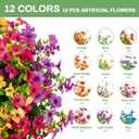 12 Colors Outdoor Artificial Flowers Fake Flowers for Decoration 12 Bundles | Faux Flower UV Resistant Artificial Flowers for Outdoor Indoor Porch Windowsill Garden Hanging Planter