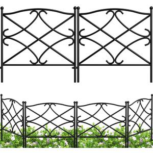 AMAGABELI GARDEN & HOME 5 Panels 32in(H)10ft(L) Decorative Garden Fences and Borders for Dogs No Dig Metal Fence Panel Garden Edging Border Fence For Animal Barrier Fencing for Flower Beds Yard Patio