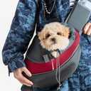 Dog Carrier Sling Front with Adjustable Strap Outdoor Travel Shoulder Pet Bag(Red)