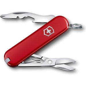 Victorinox Jetsetter Swiss Army Knife, Compact 7 Function Swiss Made Pocket Knife with Scissors, Magnetic Phillips Screwdriver and Key Ring  Red