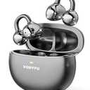 Clip on Earbuds Open Ear Earbuds Wireless Headphones with Mic,66H Play Bluetooth 5.4 Bone Conduction Head phones, Noise Cancelling,IPX5 Waterproof, Secure Fit for Small Ears, Black