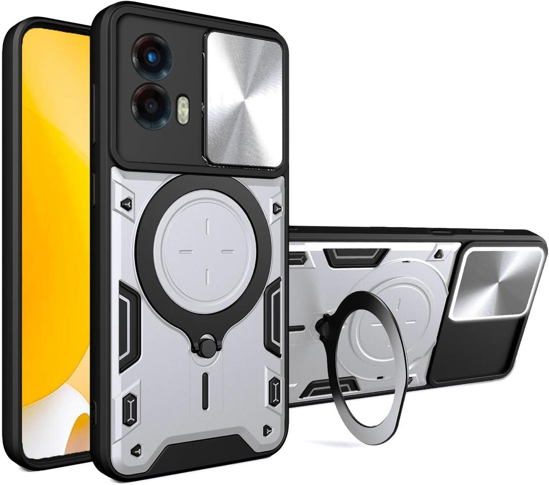 Compatible with Motorola Moto G24 Case,with Slide Camera Lens Cover Compatible with Motorola Moto G04 XT2421-2 / Moto G24 XT2423-1 Case Silver