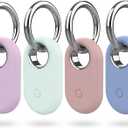 4 Pack Smarttag2 Holder Compatible with Samsung Galaxy SmartTag2, Soft Silicone Case All-Round Protection Against Scratch and Drop, with Keychain Suitable for Keys, Bags, Luggage, and Valuables (Lilac/Blue/Mint Green/Baby Pink)