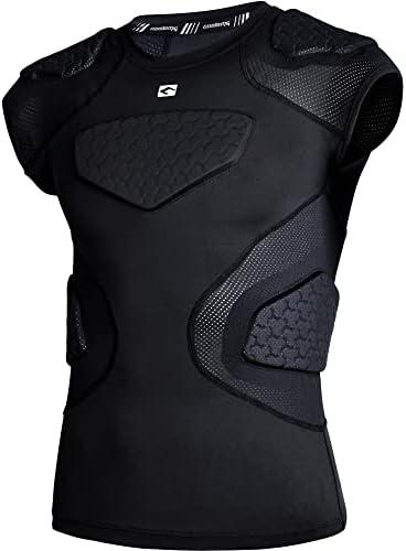 COOLOMG Youth Football Padded Shirt Chest Rib Protector Heart Sternum Shoulder Protection for Rugby Lacrosse, Size: M