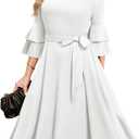 DRESSTELLS Women's Cocktail Dresses, Formal Wedding Guest Modest Church Vintage Tea Party Midi Evening Dress 3XL