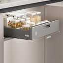 Pull Out Cabinet Organizer, Slide Out Drawer Carbon Steel Kitchen Storage Basket Roll-Out Shelf Pull Out Storage Box Set Cabinet Drawers Storage Racks Carbon Steel Kitchen Storage Basket (25cm elegant white, 25cm elegant white)