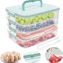 Food Storage Containers, Deli Meat Container for Fridge with Tong Cookie Containers with Lids Airtight Dumplings Freezer Containers for Deli Meat, Seafood, Dumplings, Cheese and Cookies (4 layer)