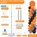 2 Sets Orange and Black Balloon Column Stand Kit with 100 Balloons Adjustable Balloon Tower Stand with Bases for Floor Black Orange Confetti Balloon Column Kit for Valentine Birthday Party Decor
