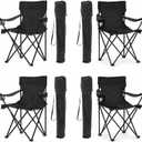 4-Pack Folding Camping Chairs, Portable for Beach & Lawn (Black)
