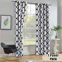 Melodieux Moroccan Fashion Room Darkening Blackout Grommet Curtain for Bedroom Kitchen Small Windows, 52 by 45 Inch, Off White/Black (1 Panel)