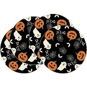 3 x XCHI Boo Spooky Ghost Pumpkin Halloween Round Placemats Set of 4 Table Mats Table Decorations 14x14 Inch